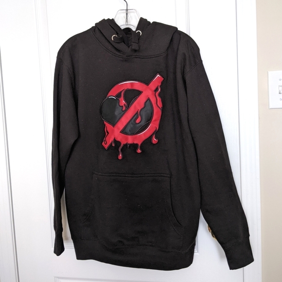 Men's Black and Red Love Hoodie - Picture 1 of 9